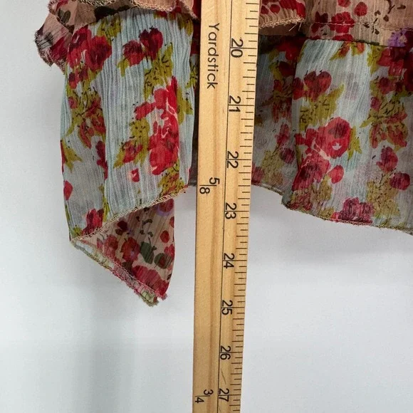 Solitaire Shirt Women L Colorful Floral Beaded Boho Indie Fairy Semi Sheer - Picture 6 of 10